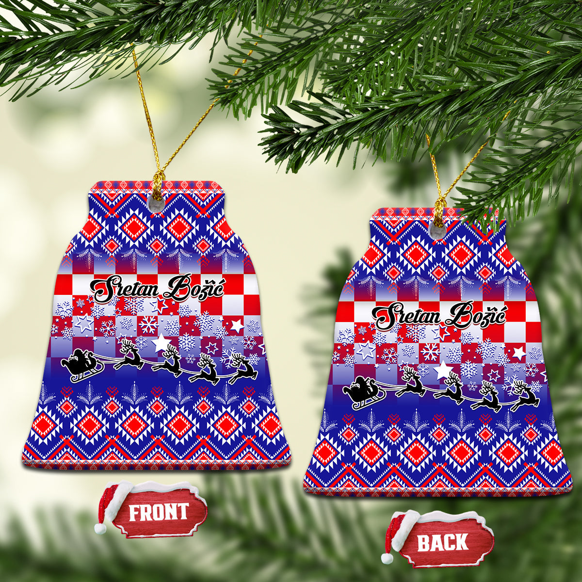 Croatia Christmas Ceramic Ornament Sretan Bozic Croatian Embroidery Patterns LT01