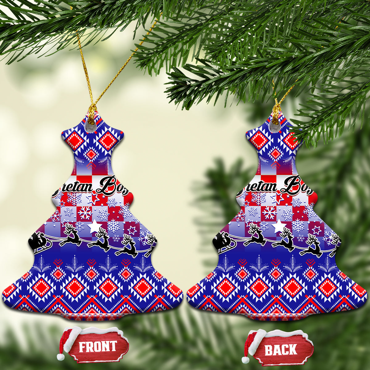 Croatia Christmas Ceramic Ornament Sretan Bozic Croatian Embroidery Patterns LT01