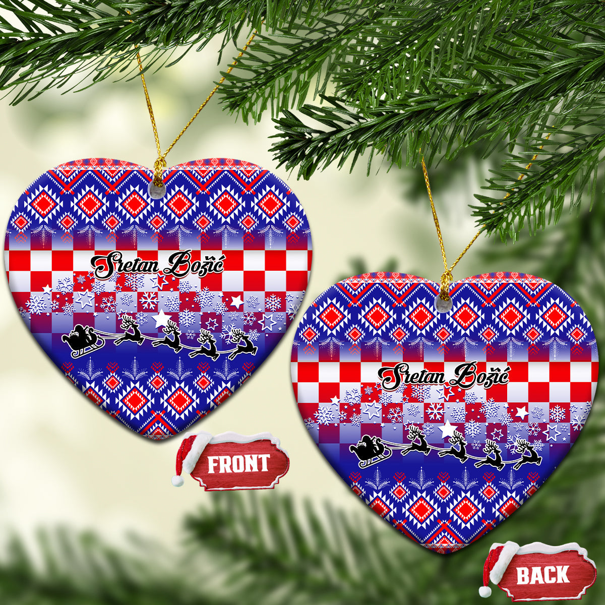 Croatia Christmas Ceramic Ornament Sretan Bozic Croatian Embroidery Patterns LT01