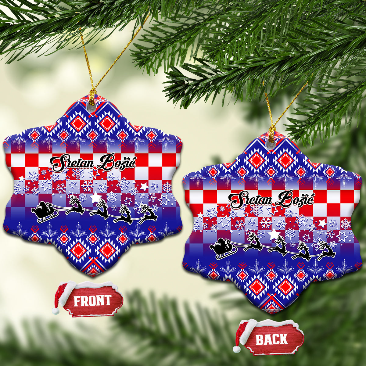 Croatia Christmas Ceramic Ornament Sretan Bozic Croatian Embroidery Patterns LT01