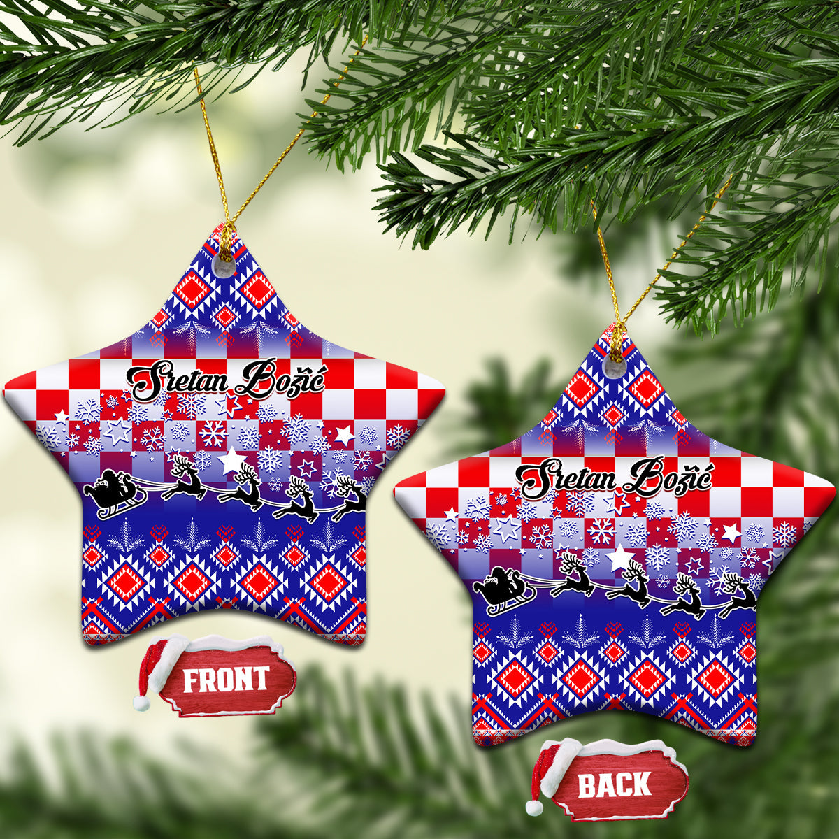 Croatia Christmas Ceramic Ornament Sretan Bozic Croatian Embroidery Patterns LT01