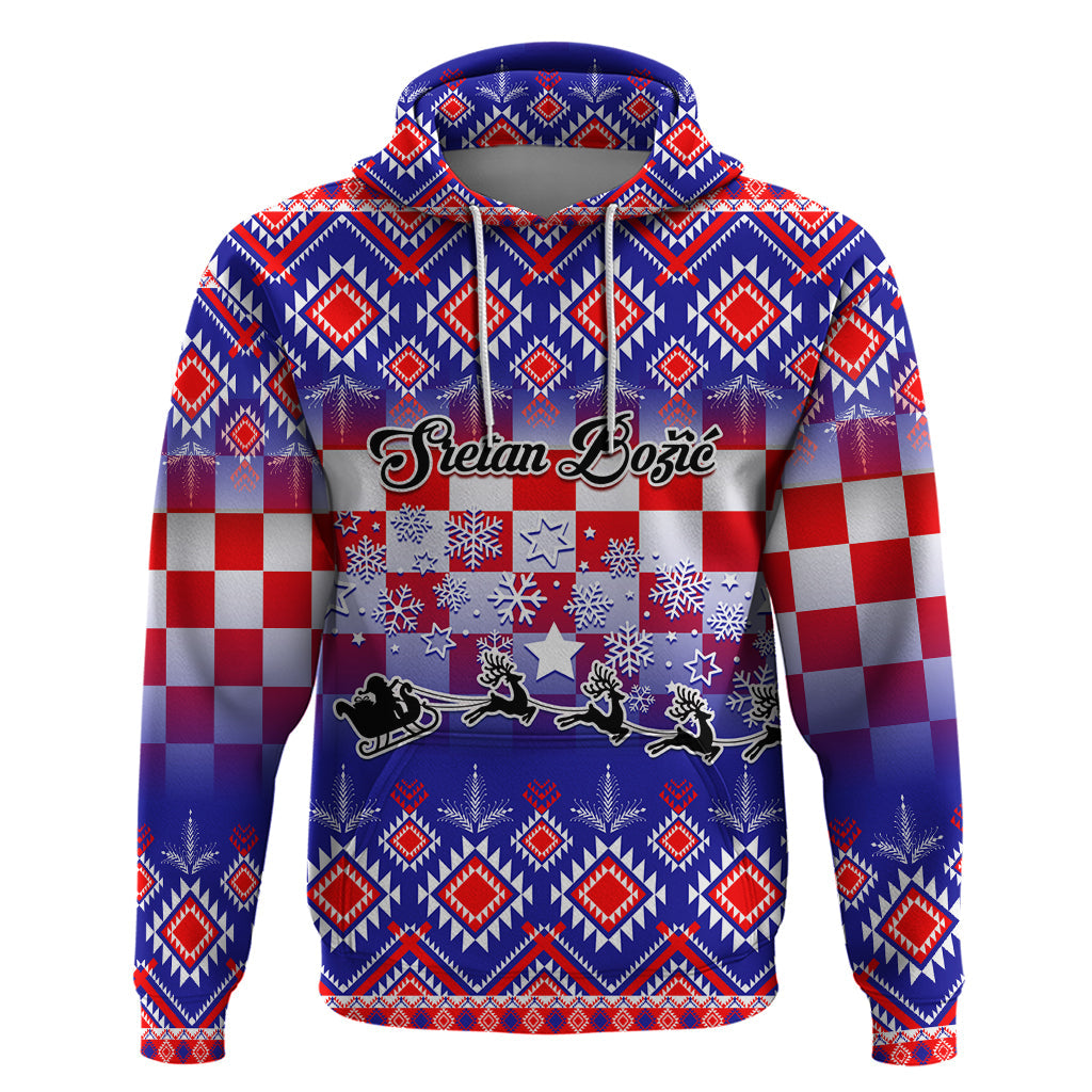 Custom Croatia Christmas Hoodie Sretan Bozic Croatian Embroidery Patterns LT01