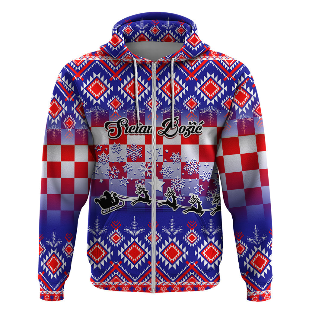 Custom Croatia Christmas Hoodie Sretan Bozic Croatian Embroidery Patterns LT01