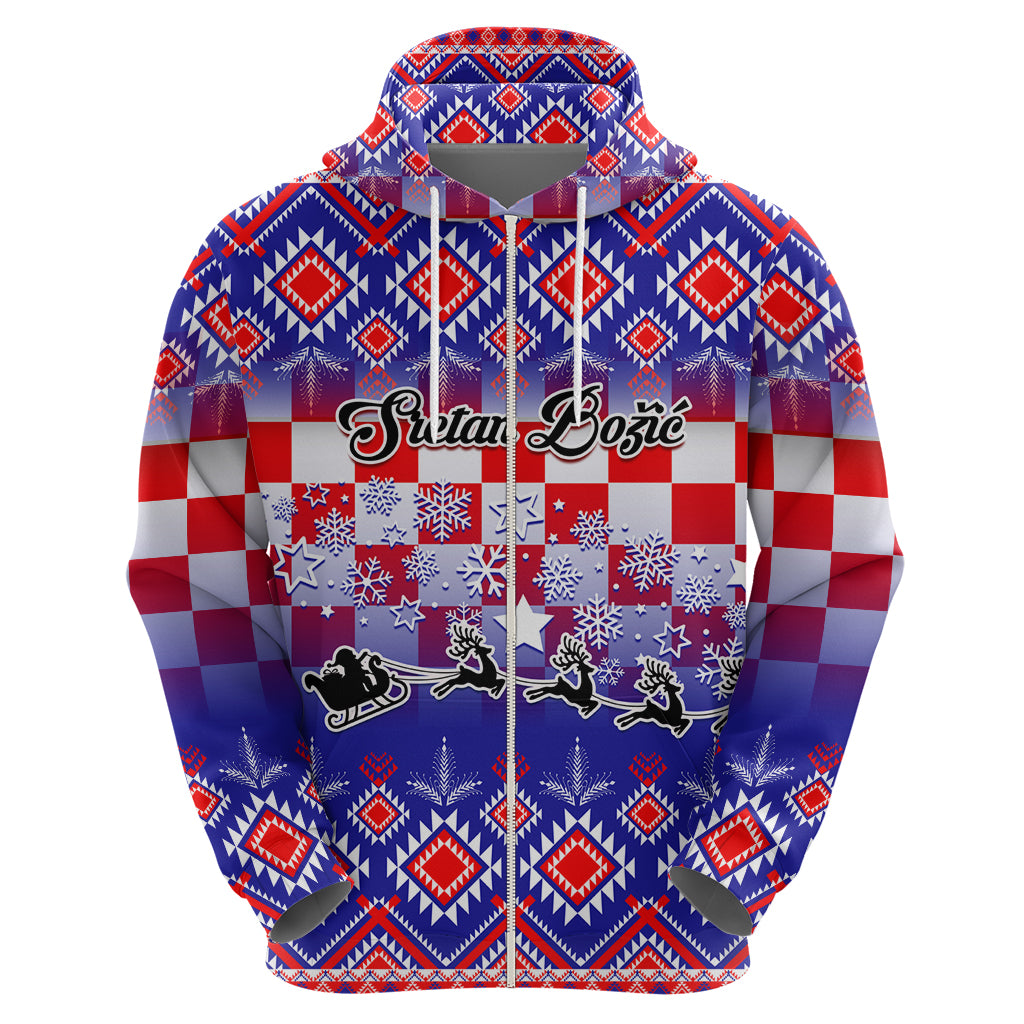 Custom Croatia Christmas Hoodie Sretan Bozic Croatian Embroidery Patterns LT01