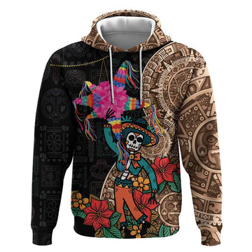 Las Posadas Hoodie Pinata With Mexican Aztec Circle LT01