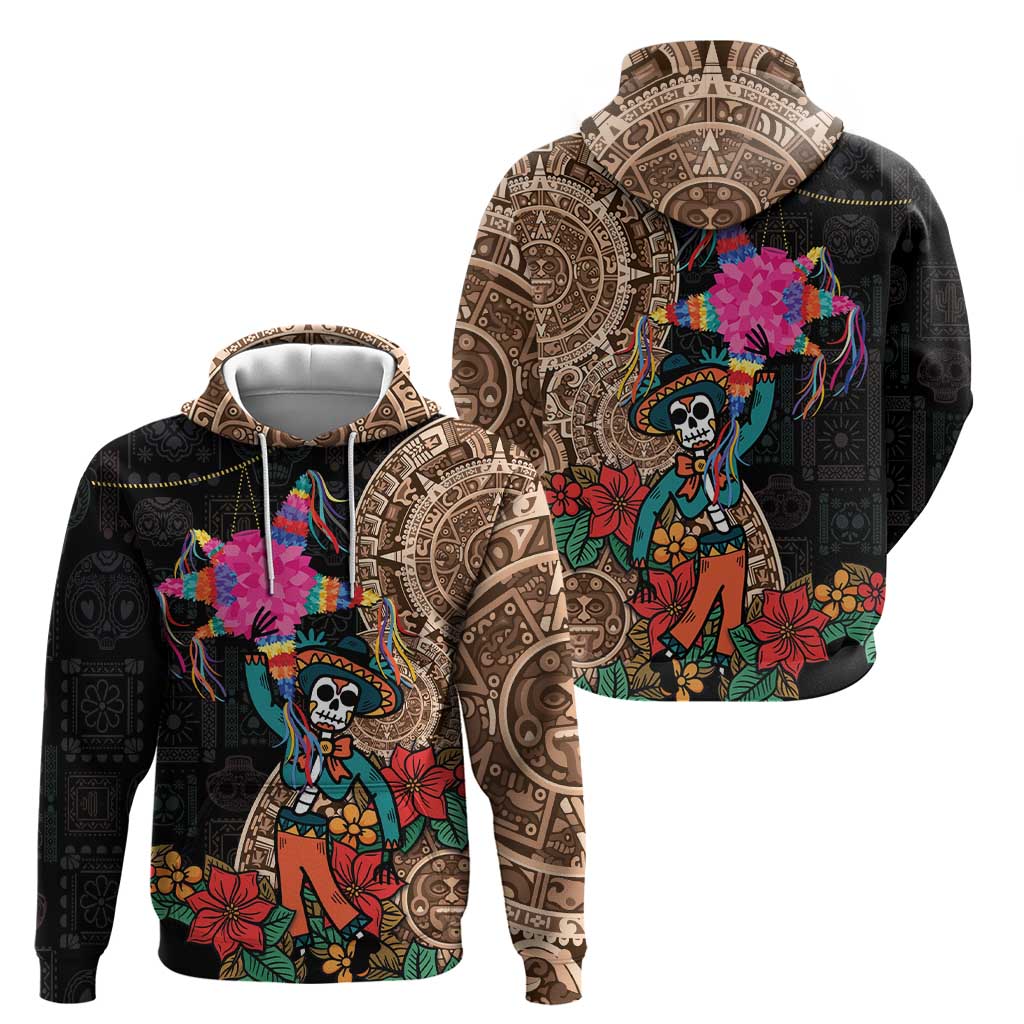 Las Posadas Hoodie Pinata With Mexican Aztec Circle LT01