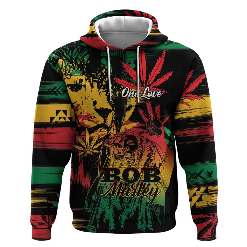 Personalized Reggae King Marley One Love Hoodie Rastafarian Lion Grunge LT01