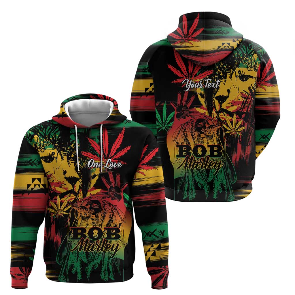 Personalized Reggae King Marley One Love Hoodie Rastafarian Lion Grunge LT01