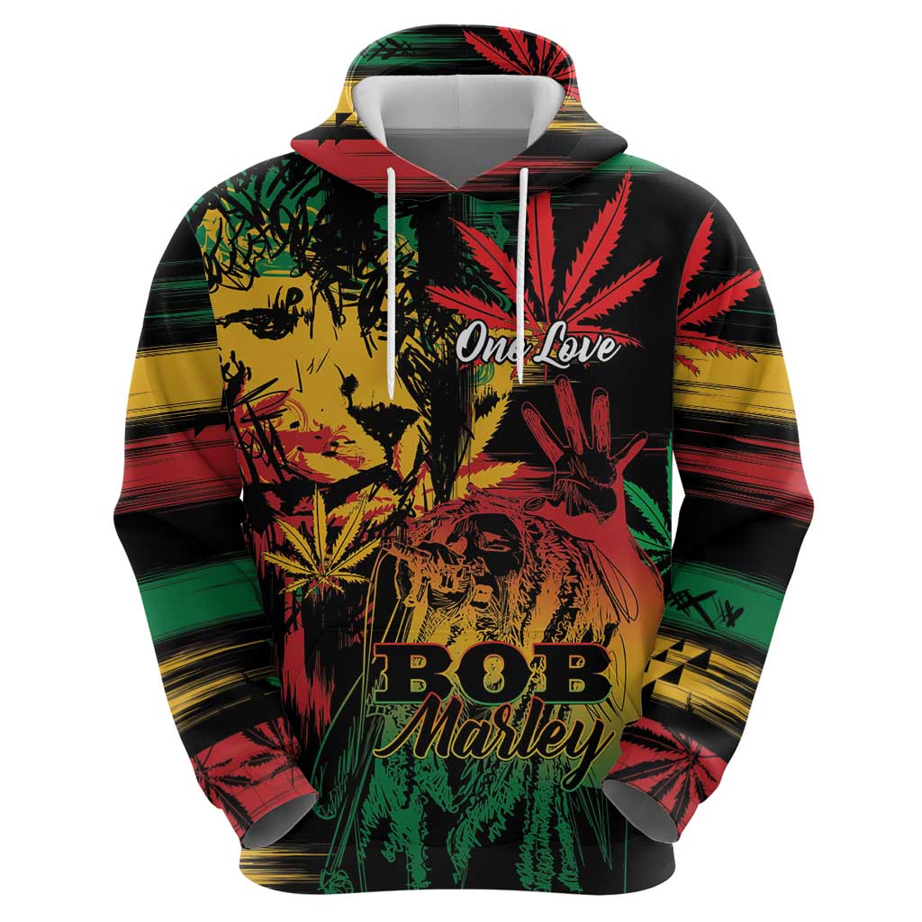 Personalized Reggae King Marley One Love Hoodie Rastafarian Lion Grunge LT01