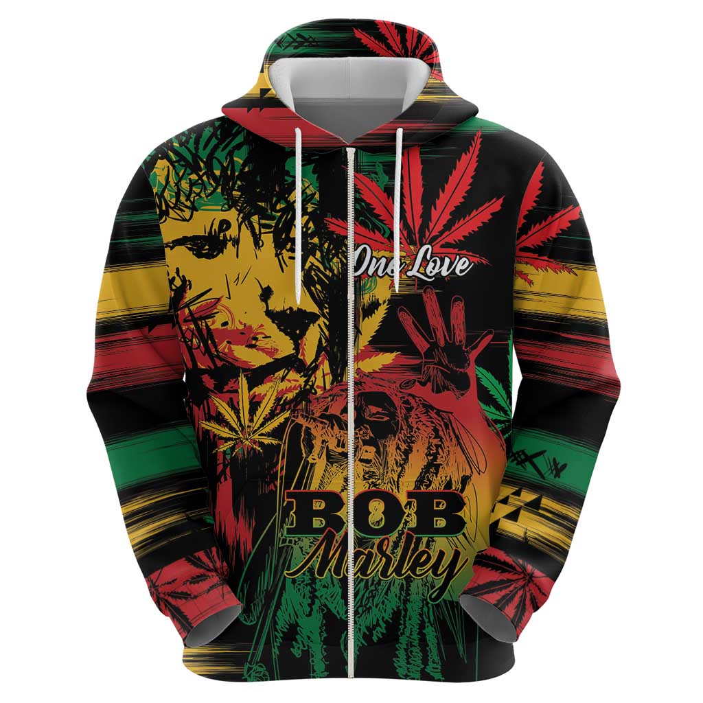 Personalized Reggae King Marley One Love Hoodie Rastafarian Lion Grunge LT01