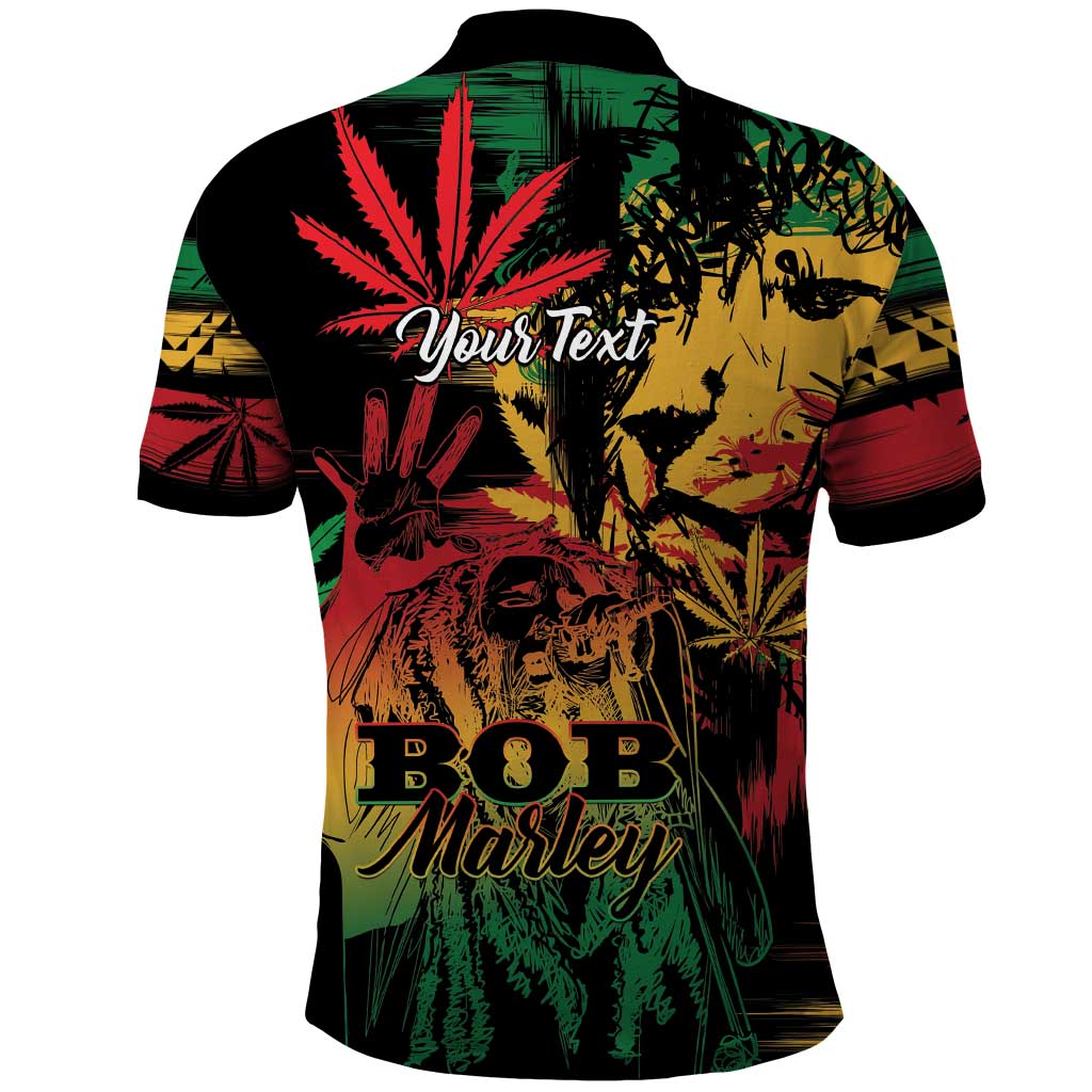 Personalized Reggae King Marley One Love Polo Shirt Rastafarian Lion Grunge LT01