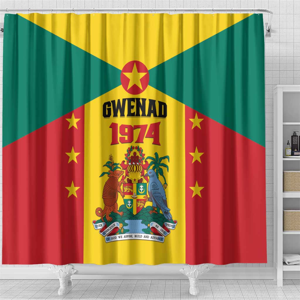 Gwenad Shower Curtain Grenada Coat Of Arms Flag Style LT01