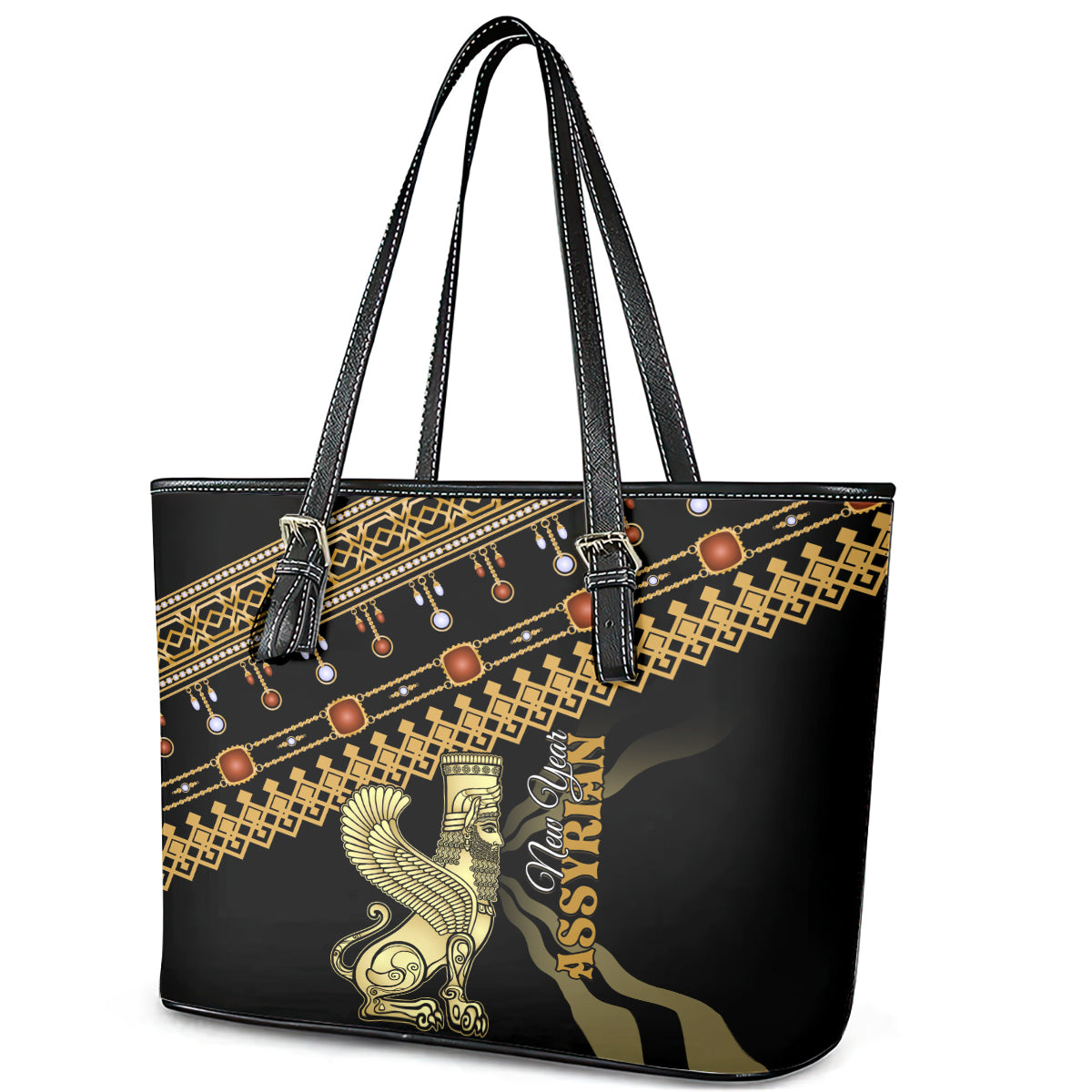 Assyrian New Year Leather Tote Bag Akitu 6774 Kha B Nissan LT01