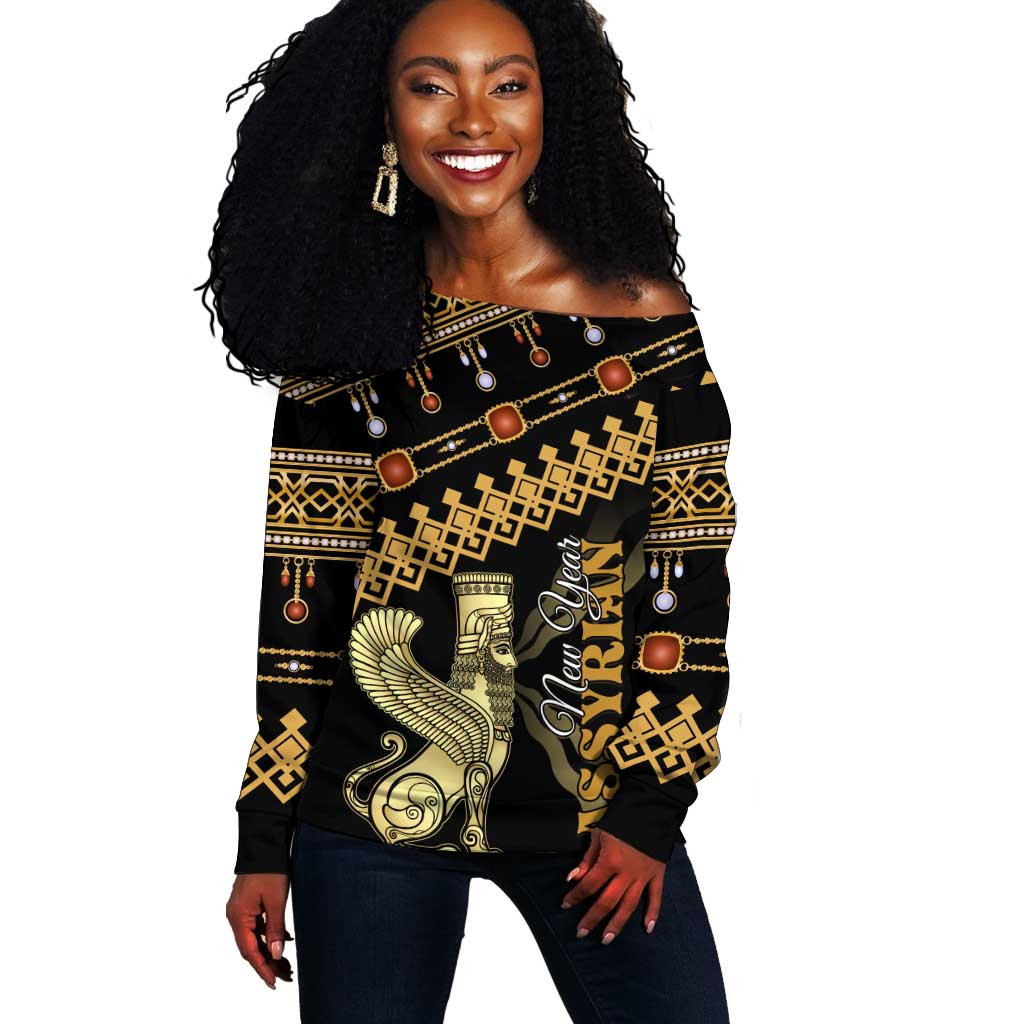 Assyrian New Year Off Shoulder Sweater Akitu 6774 Kha B Nissan LT01