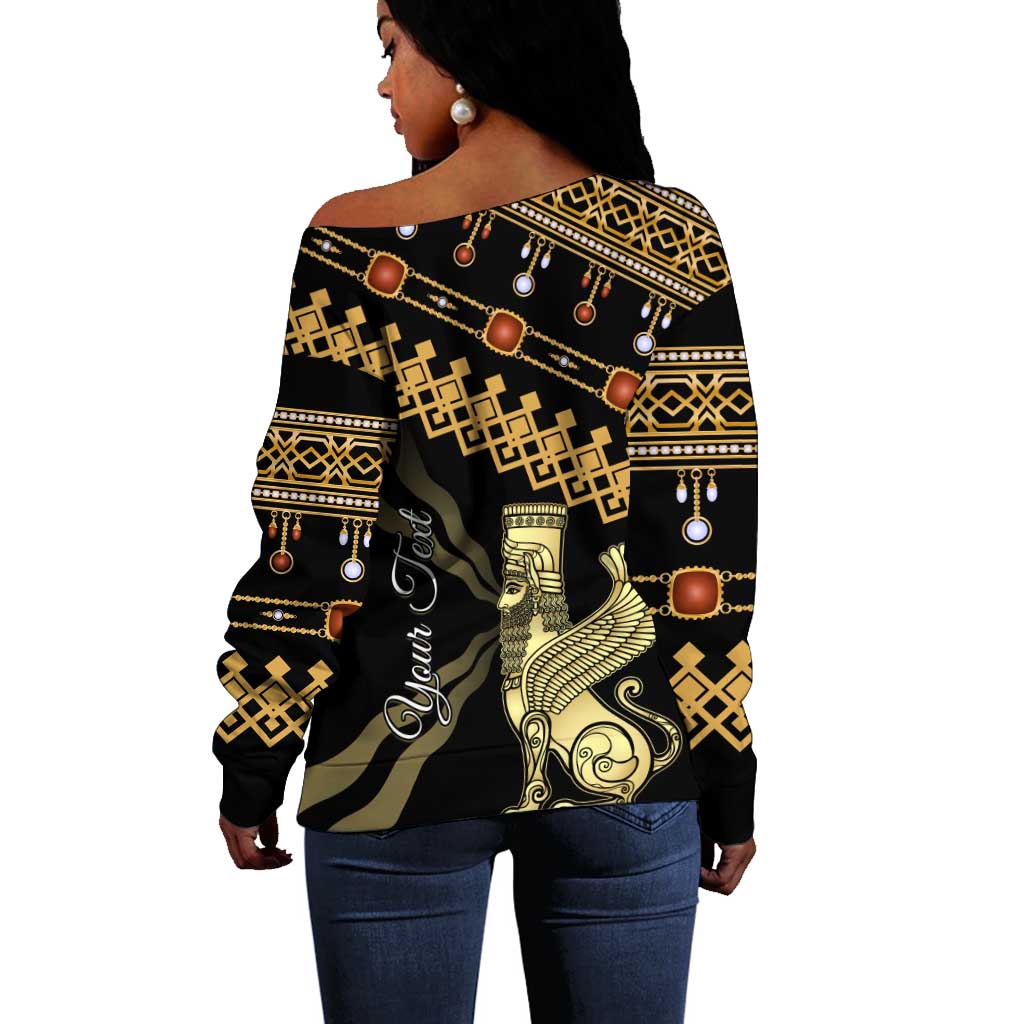 Assyrian New Year Off Shoulder Sweater Akitu 6774 Kha B Nissan LT01