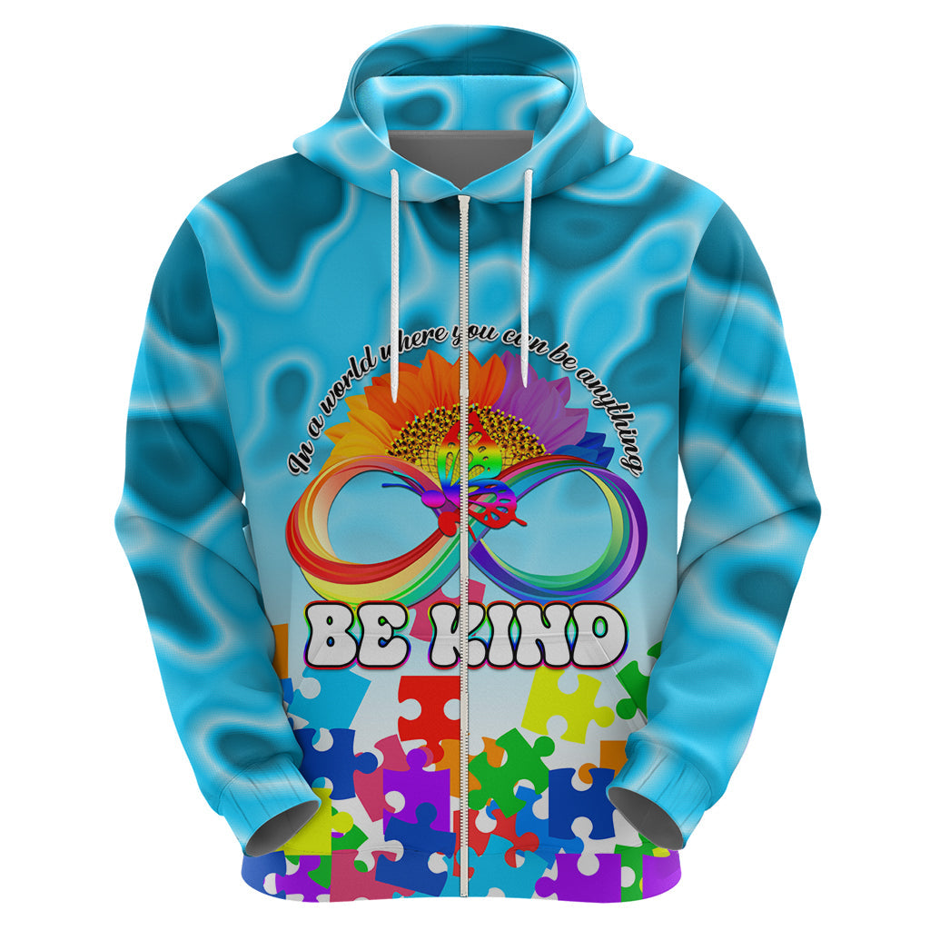 World Autism Awareness Day 2024 Hoodie In A World Where You Can Be Anything Be Kind LT01
