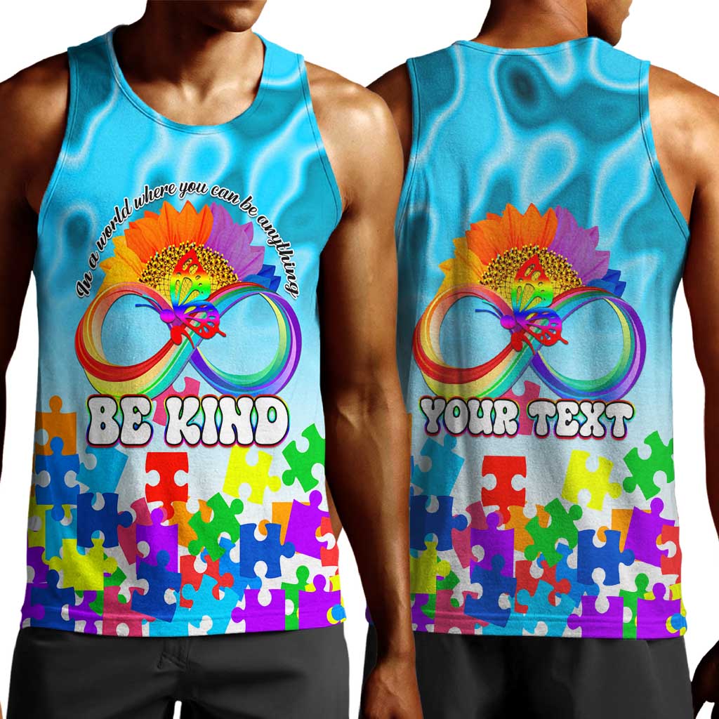 World Autism Awareness Day 2024 Men Tank Top In A World Where You Can Be Anything Be Kind LT01