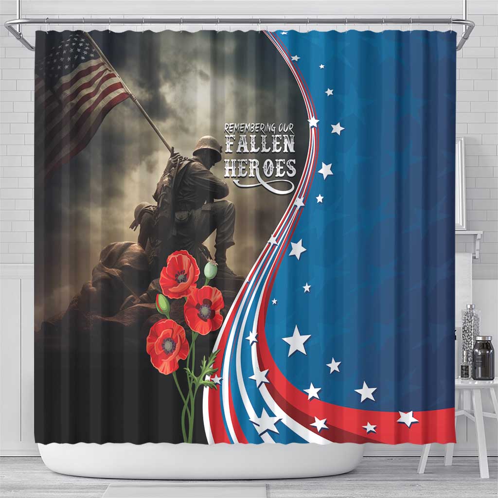 US Memorial Day 2025 Shower Curtain Remembering Our Fallen Heroes LT01