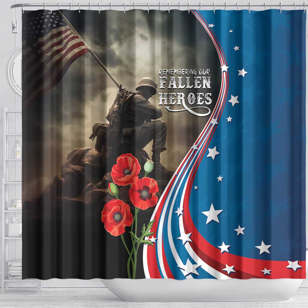 US Memorial Day 2025 Shower Curtain Remembering Our Fallen Heroes LT01