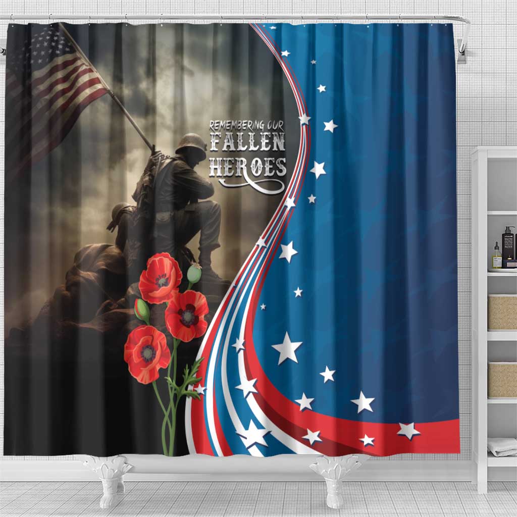 US Memorial Day 2025 Shower Curtain Remembering Our Fallen Heroes LT01