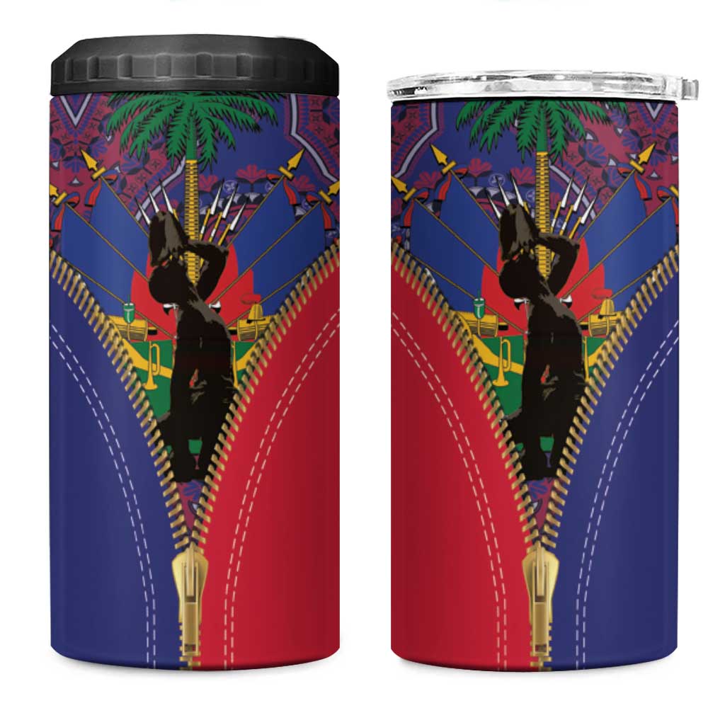 Afro Haiti Heritage Month 4 in 1 Can Cooler Tumbler Zipper Stylized LT01