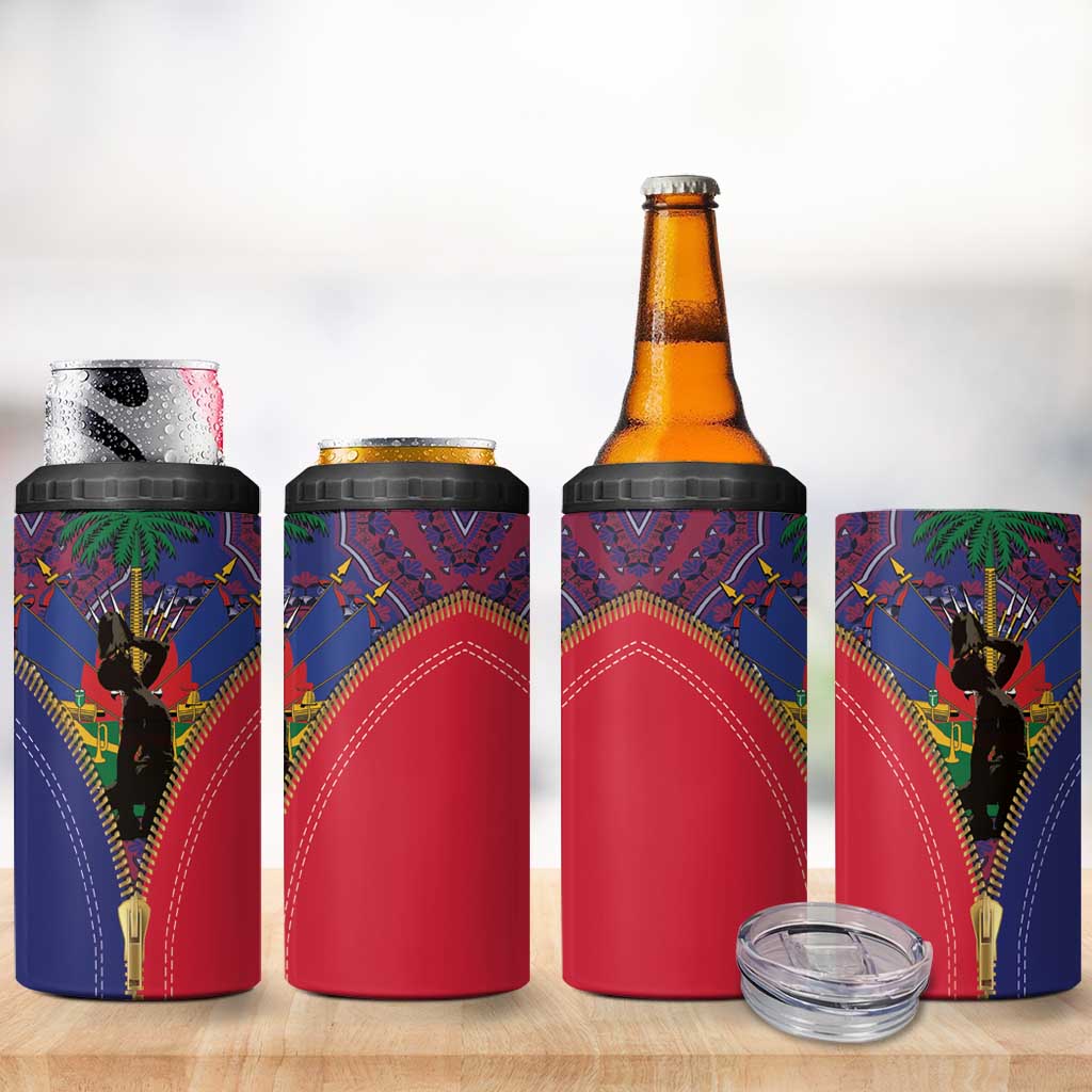 Afro Haiti Heritage Month 4 in 1 Can Cooler Tumbler Zipper Stylized LT01