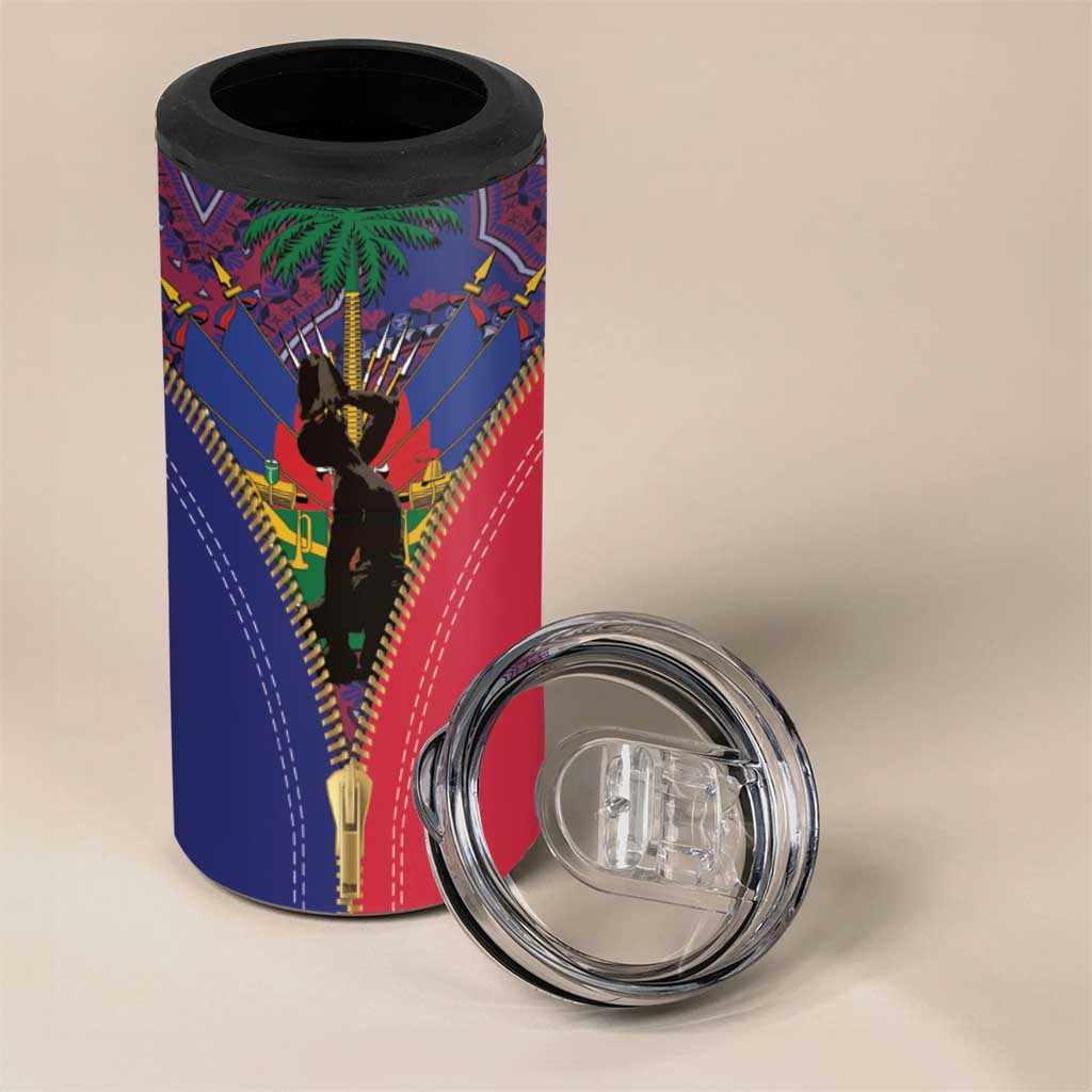 Afro Haiti Heritage Month 4 in 1 Can Cooler Tumbler Zipper Stylized LT01