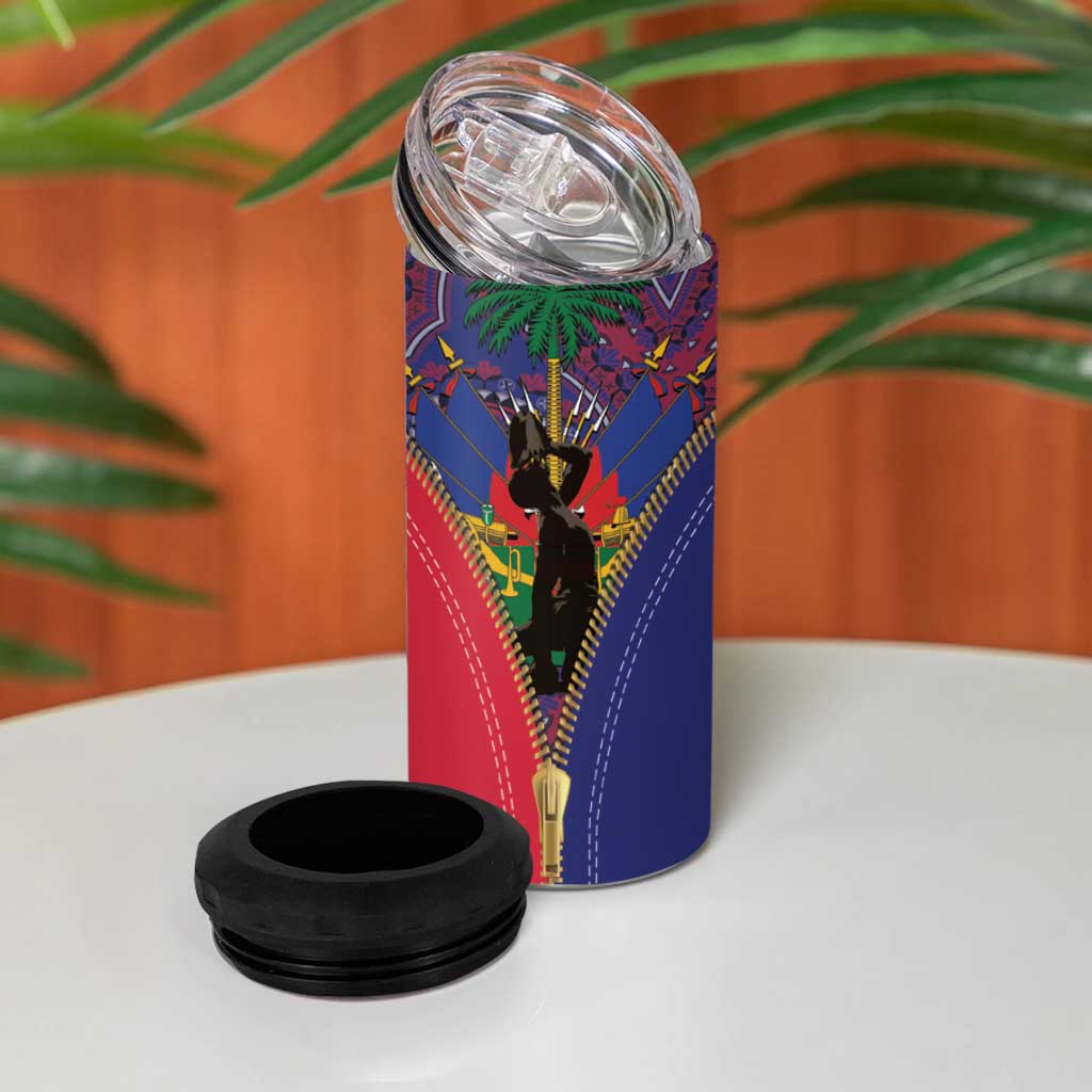 Afro Haiti Heritage Month 4 in 1 Can Cooler Tumbler Zipper Stylized LT01