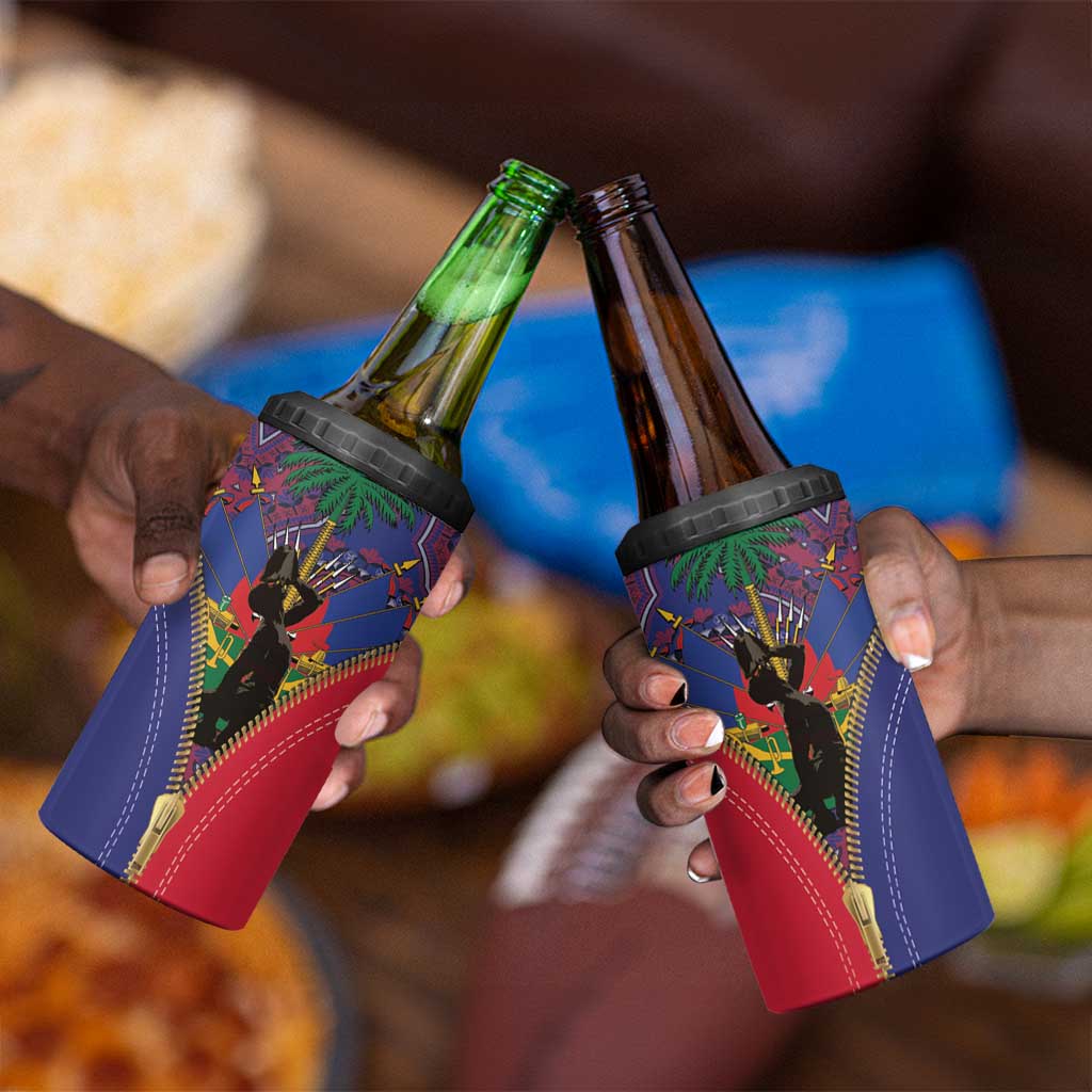 Afro Haiti Heritage Month 4 in 1 Can Cooler Tumbler Zipper Stylized LT01