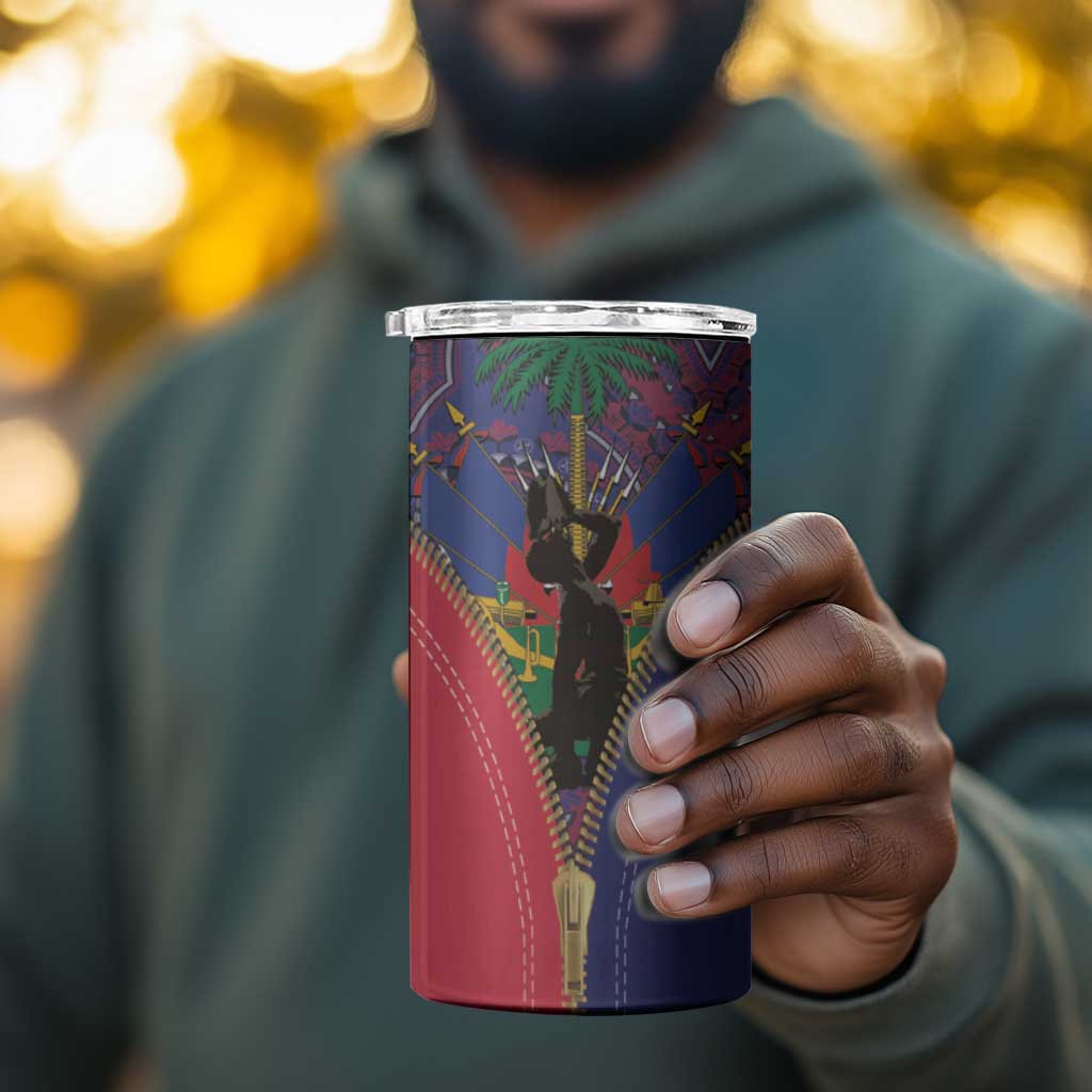 Afro Haiti Heritage Month 4 in 1 Can Cooler Tumbler Zipper Stylized LT01