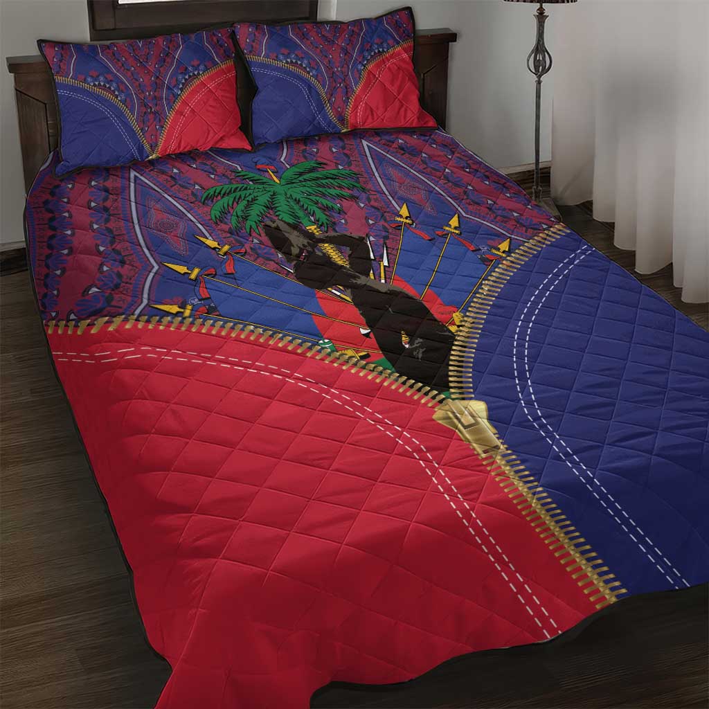 Afro Haiti Heritage Month Quilt Bed Set Zipper Stylized LT01