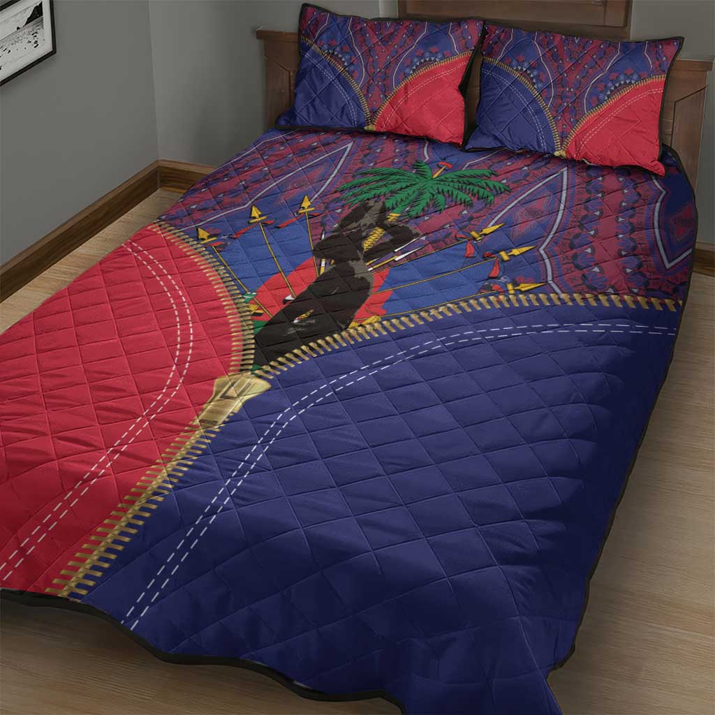 Afro Haiti Heritage Month Quilt Bed Set Zipper Stylized LT01