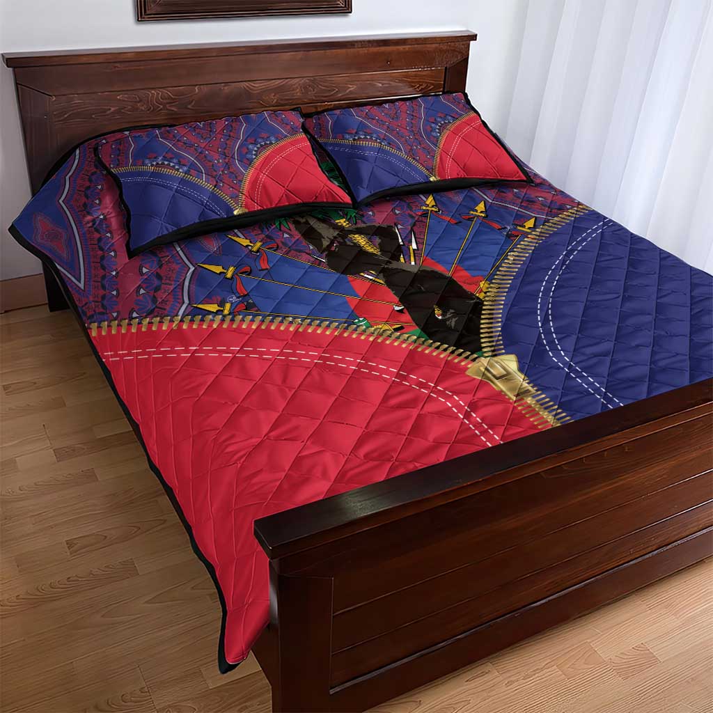 Afro Haiti Heritage Month Quilt Bed Set Zipper Stylized LT01