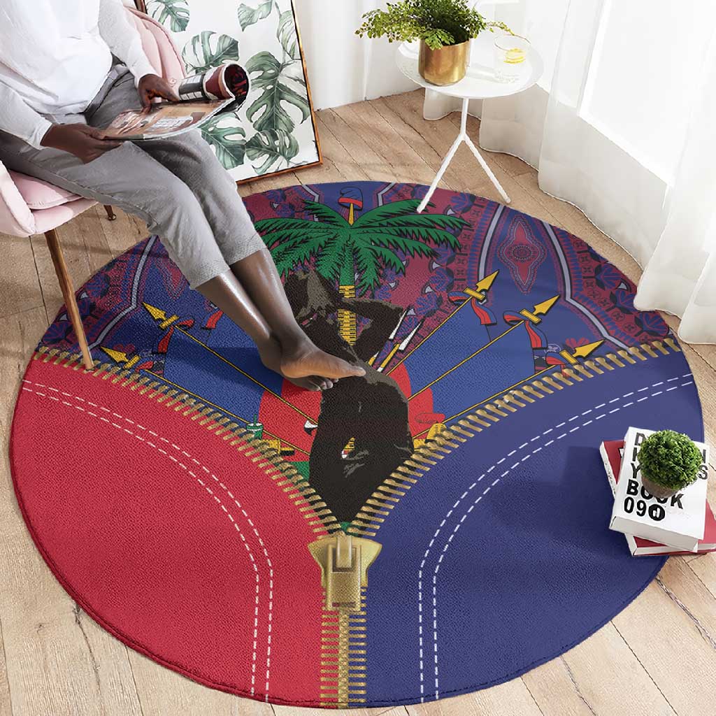Afro Haiti Heritage Month Round Carpet Zipper Stylized LT01