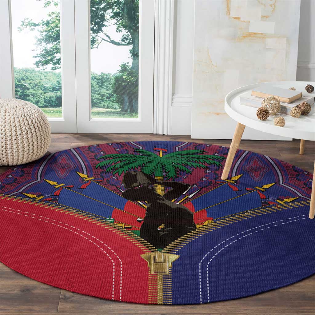 Afro Haiti Heritage Month Round Carpet Zipper Stylized LT01