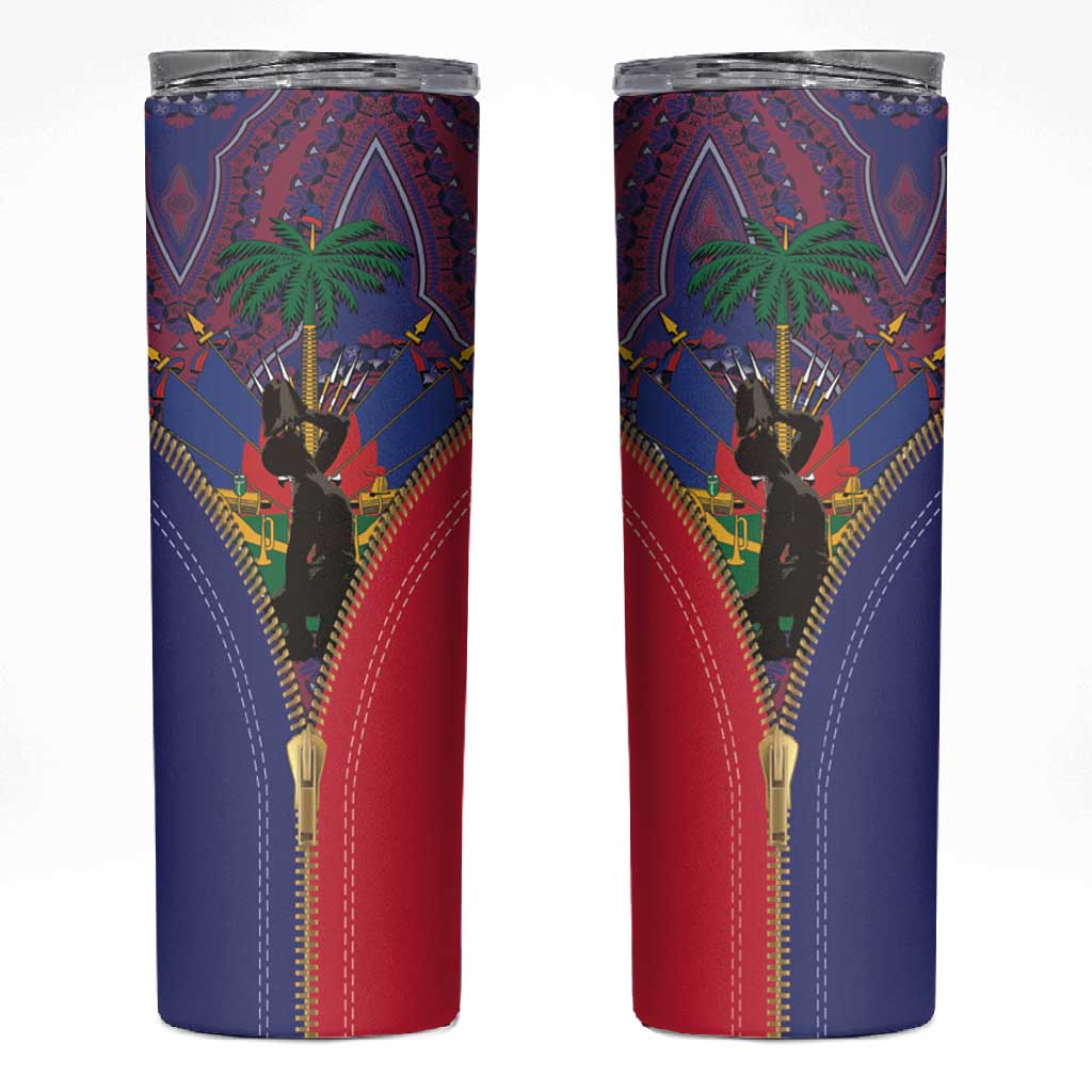 Afro Haiti Heritage Month Skinny Tumbler Zipper Stylized LT01