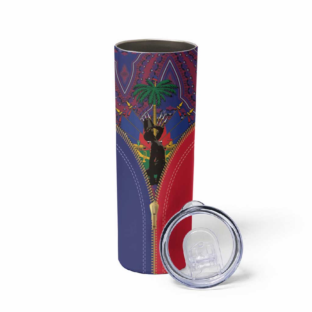 Afro Haiti Heritage Month Skinny Tumbler Zipper Stylized LT01