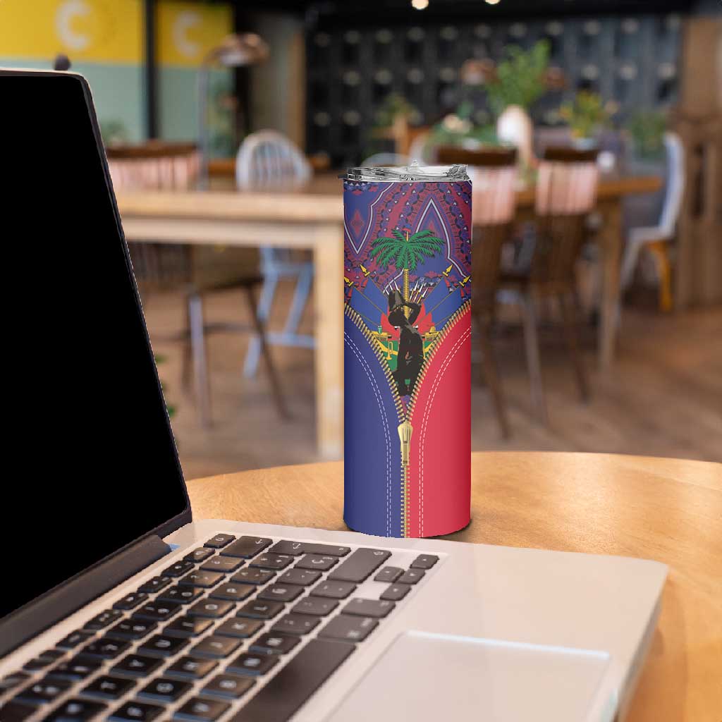Afro Haiti Heritage Month Skinny Tumbler Zipper Stylized LT01