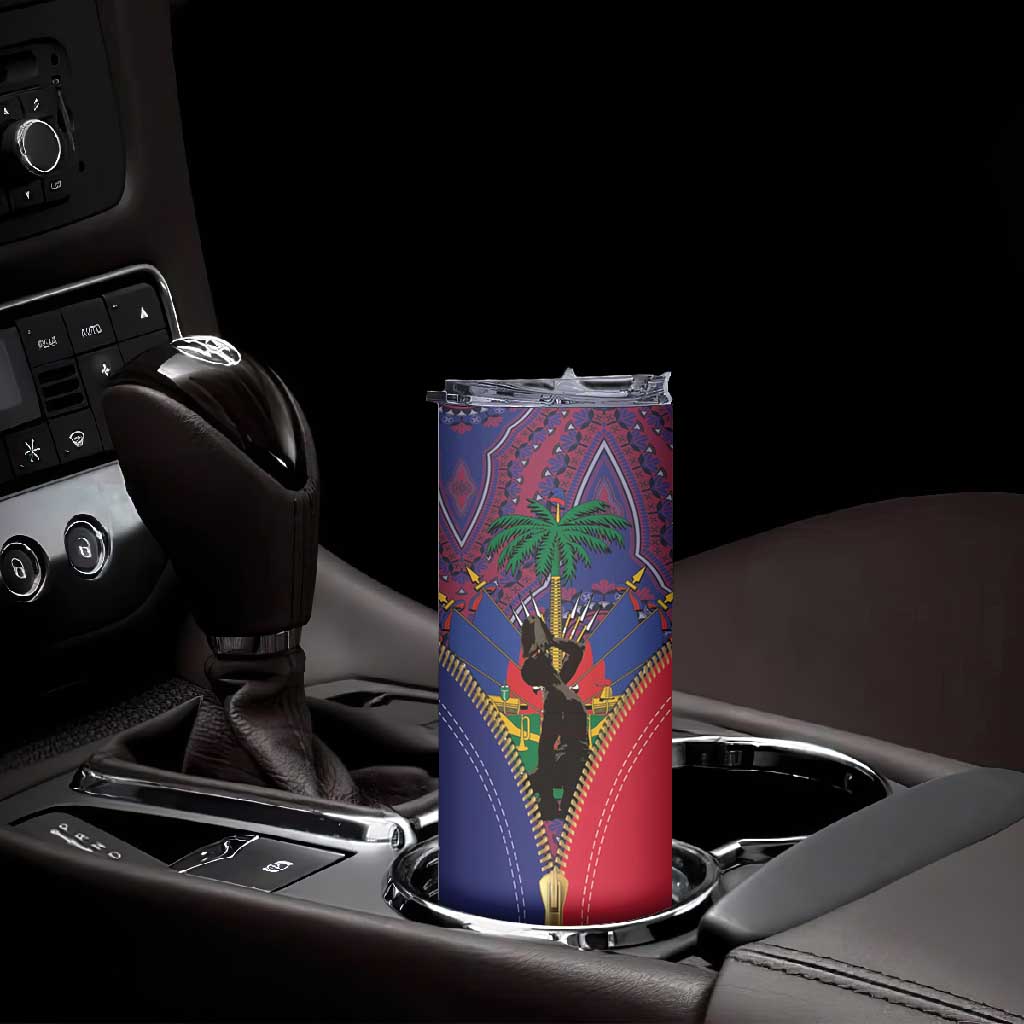 Afro Haiti Heritage Month Skinny Tumbler Zipper Stylized LT01