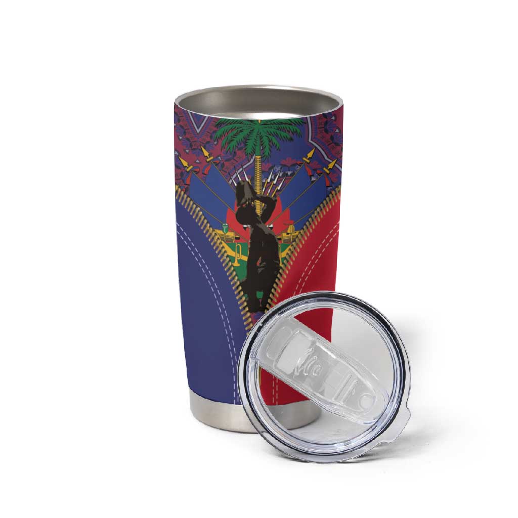 Afro Haiti Heritage Month Tumbler Cup Zipper Stylized LT01