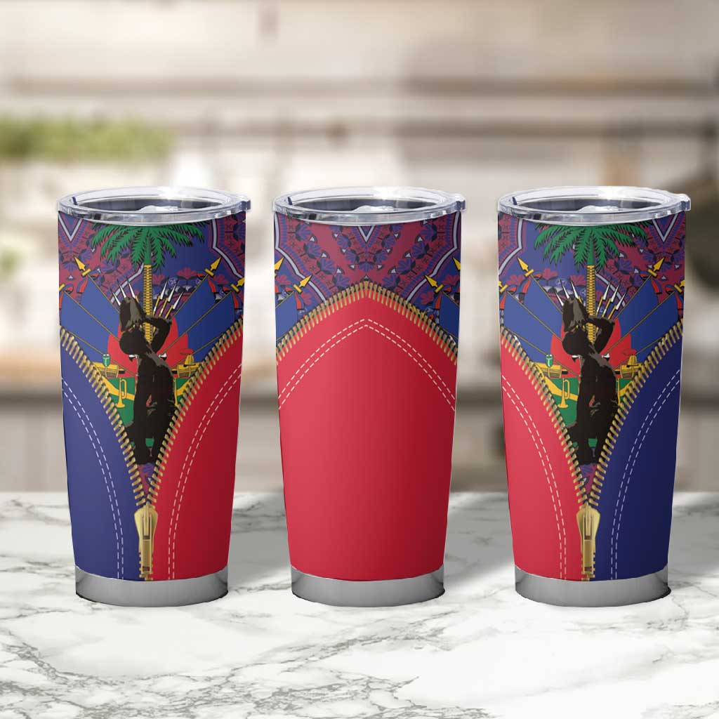 Afro Haiti Heritage Month Tumbler Cup Zipper Stylized LT01