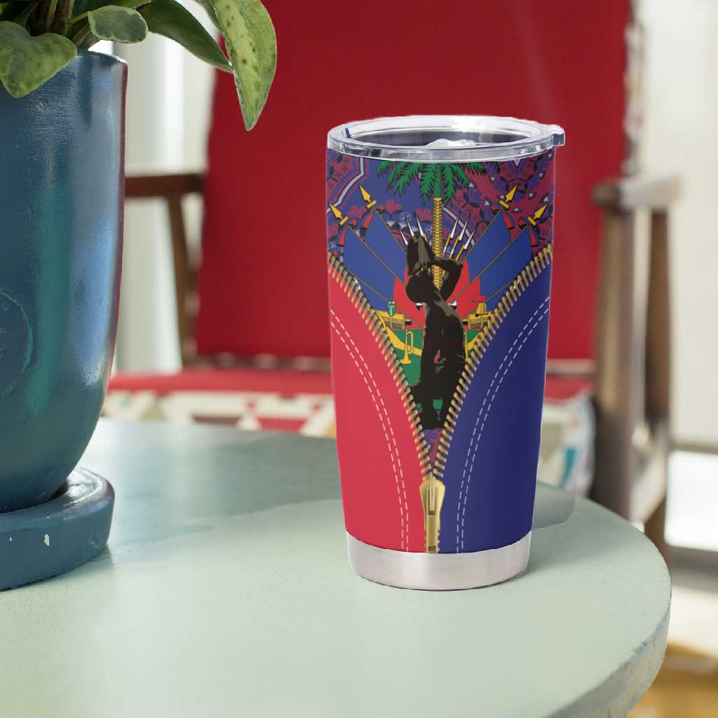 Afro Haiti Heritage Month Tumbler Cup Zipper Stylized LT01