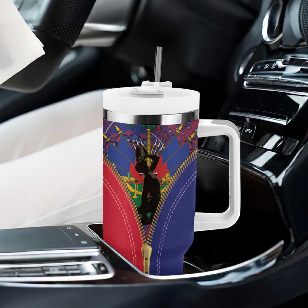 Afro Haiti Heritage Month Tumbler With Handle Zipper Stylized LT01