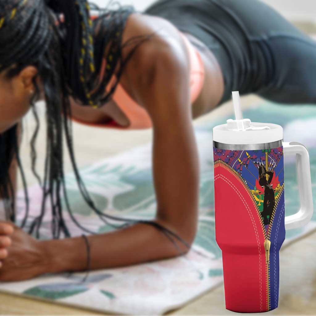 Afro Haiti Heritage Month Tumbler With Handle Zipper Stylized LT01
