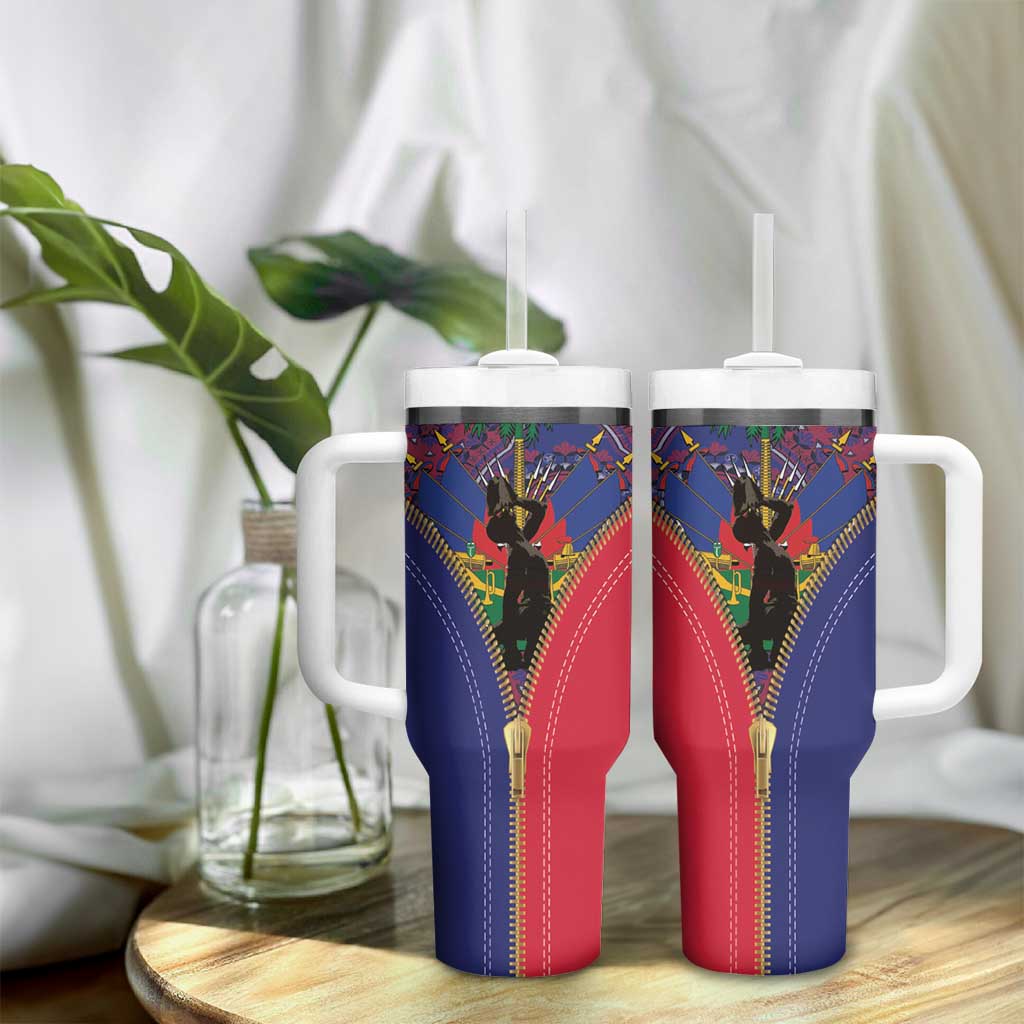 Afro Haiti Heritage Month Tumbler With Handle Zipper Stylized LT01