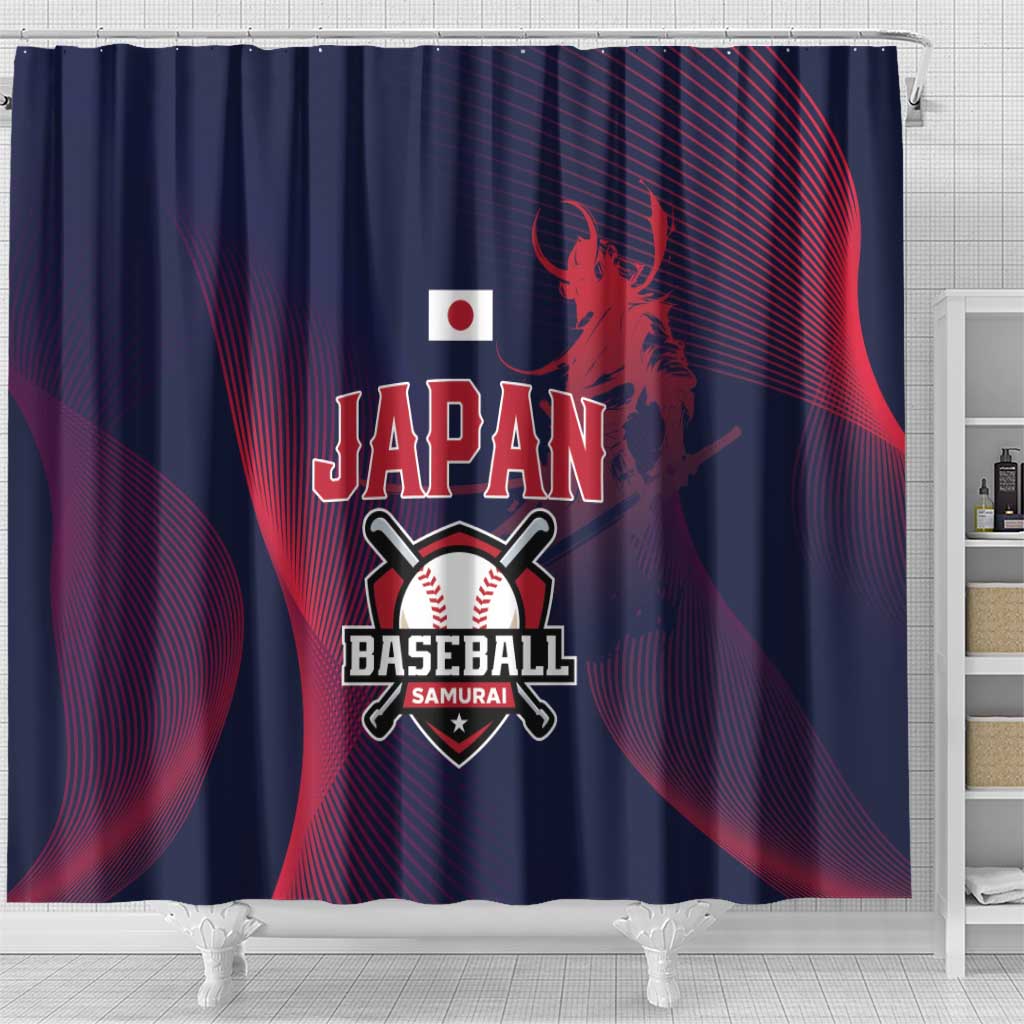 Baseball Japan Shower Curtain Japan Samurai Go Champions LT01