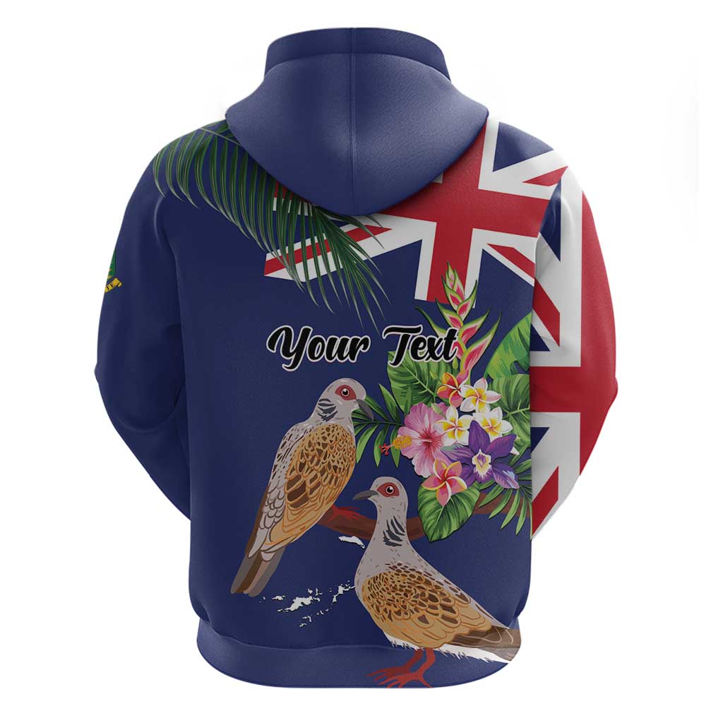 Personalised British Virgin Islands Hoodie Two Turtle Doves Tropical Flowers LT01