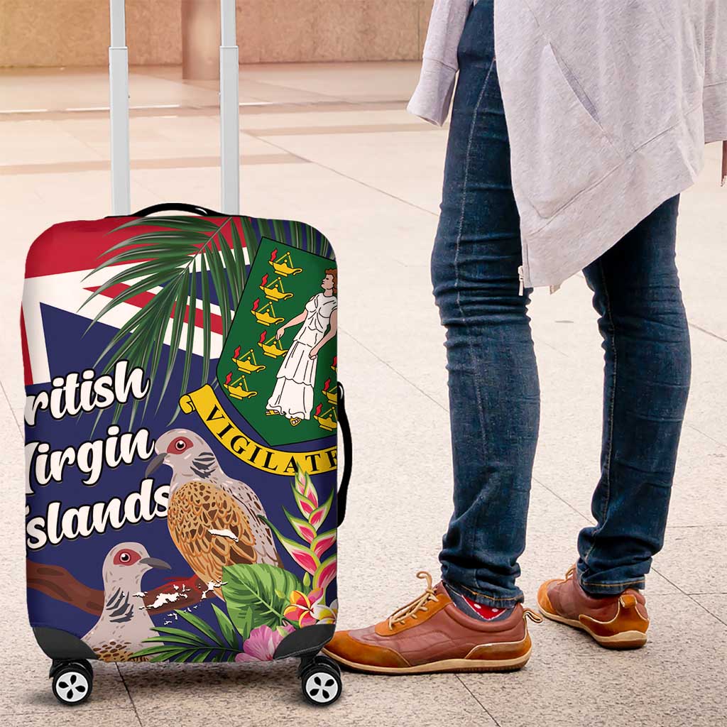 British Virgin Islands Luggage Cover Two Turtle Doves Tropical Flowers LT01