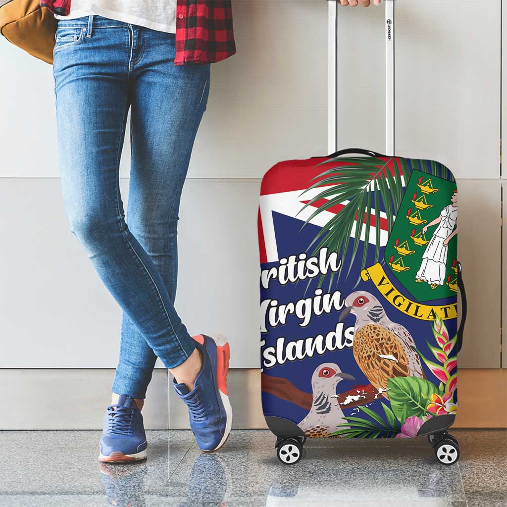 British Virgin Islands Luggage Cover Two Turtle Doves Tropical Flowers LT01