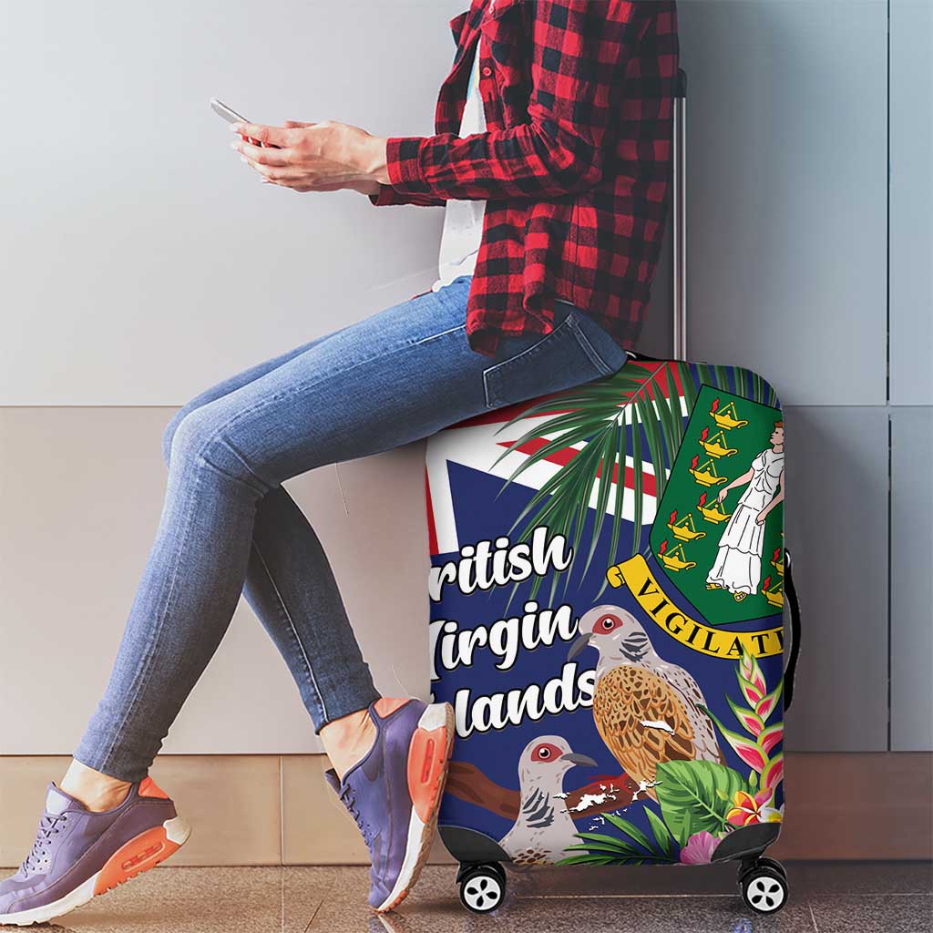 British Virgin Islands Luggage Cover Two Turtle Doves Tropical Flowers LT01